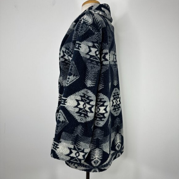 Lauren Ralph Lauren Jacket Women's L Blue Aztec Fleece Shawl Collar Western 90s - Picture 7 of 11